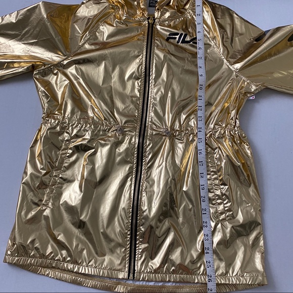 Rare Fila Gold metallic windbreaker jacket hooded - Picture 13 of 14